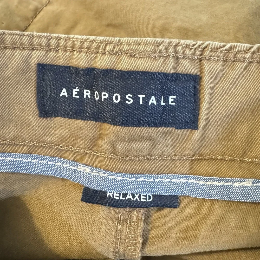 Aeropostale Pants Mens 38x32‎ Tan Relaxed Fit Flat Front Chino Normcore Stretch